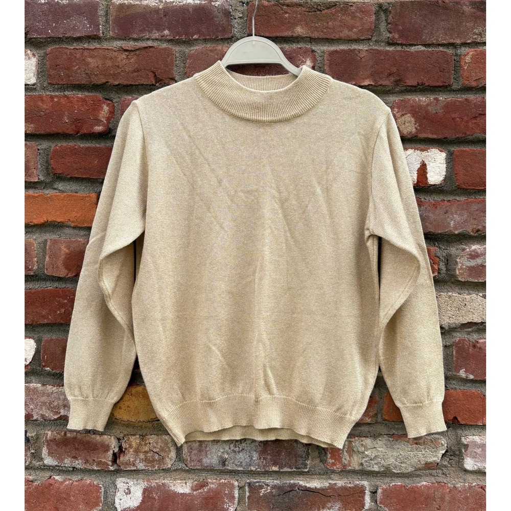 Vintage Sarah Bentley Women's Mock Neck Metallic‎ Knit Sweater Size Medium